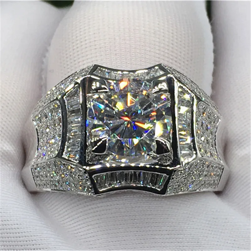 

Solitaire Male 1ct Lab Diamond cz Ring 925 sterling silver Engagement Wedding band Rings for men Handsome Party Jewelry