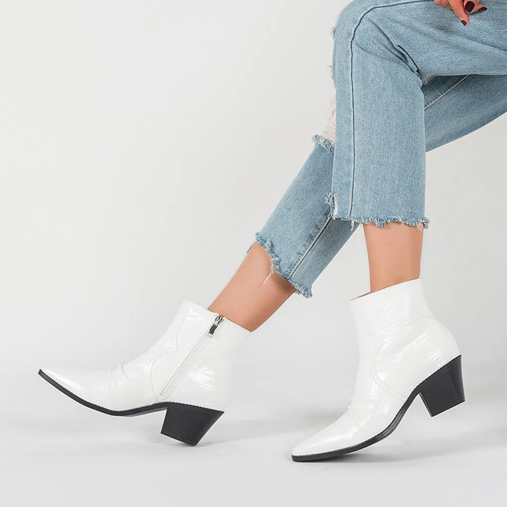 

shoes woman winter boots women Women Fashion Boots Short Tube High-Heele Snakeskin Short Boots Side Zipper Boot