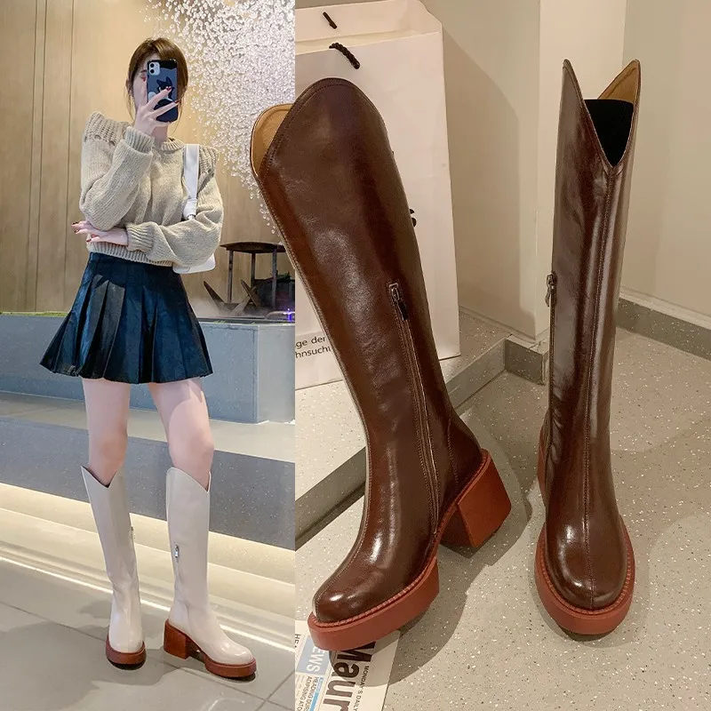 

Женские сапоги до колена, женские зимние сапоги до колена из искусственной кожи, удобные женские длинные сапоги, женские сапоги, Новинка