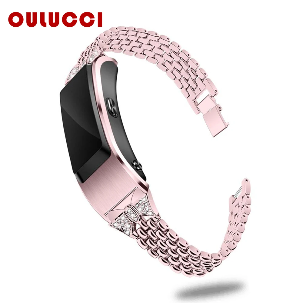 Ремешок Oulucci из нержавеющей стали для Huawei huami amazfit bip сменный Браслет со стразами