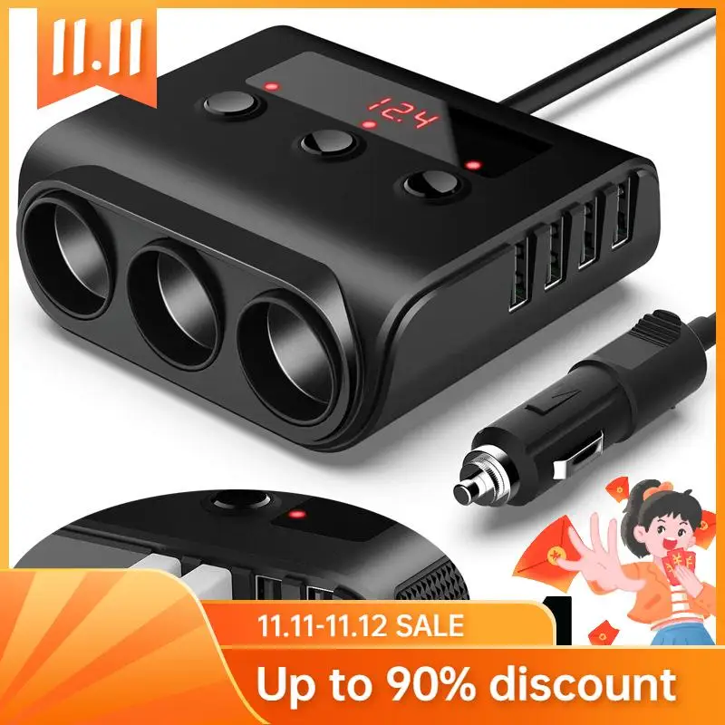

LCD Display 12V 24V Car Cigarette Lighter 4 USB Car Charger For All Phone PC Ipad Mp3