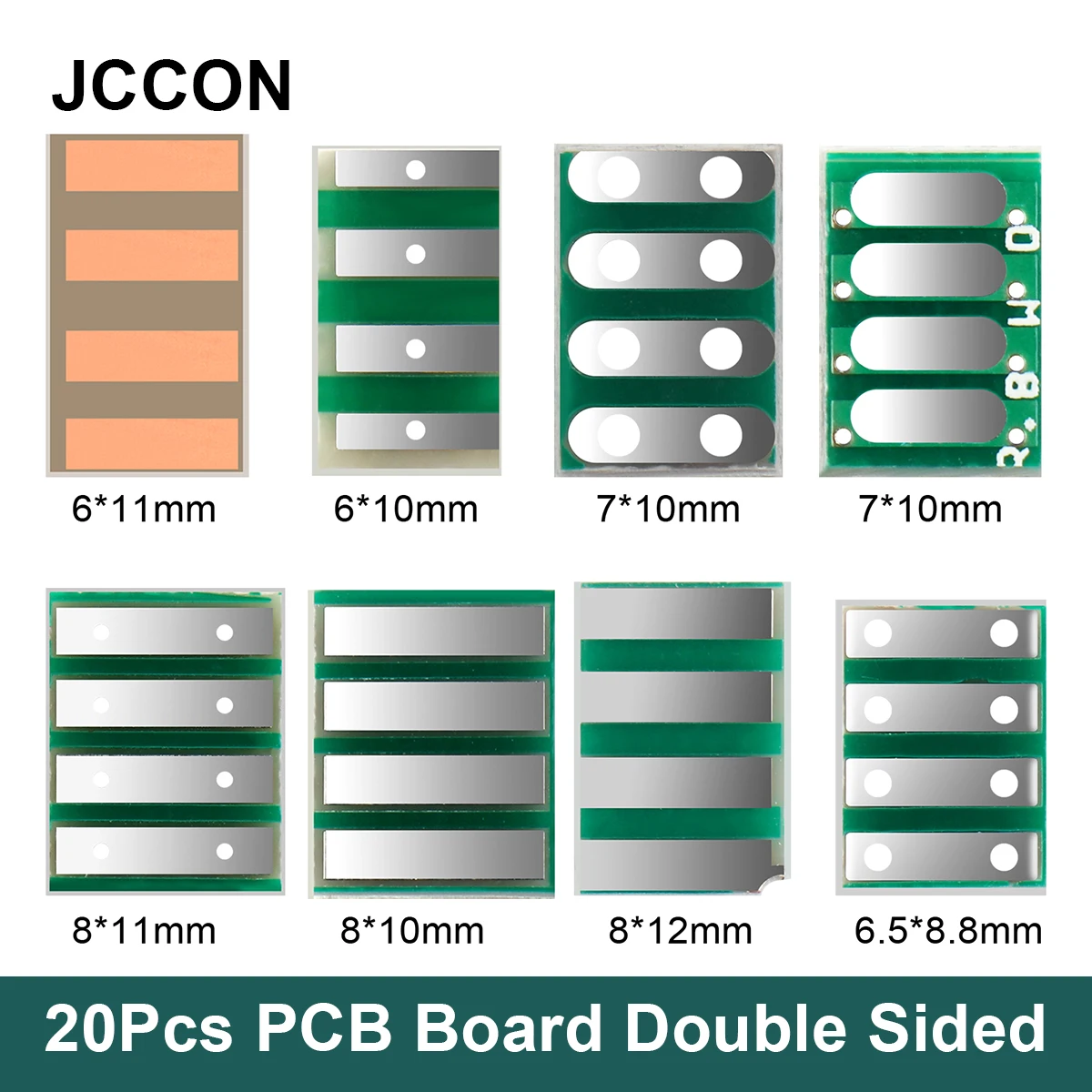 20Pcs PCB Board Double Sided Wiring Board Pitch Adapter Converter Plate Board Pinboard DIY 6x11 6x10 7x10 8x10 8x12 6.5x8.7 mm