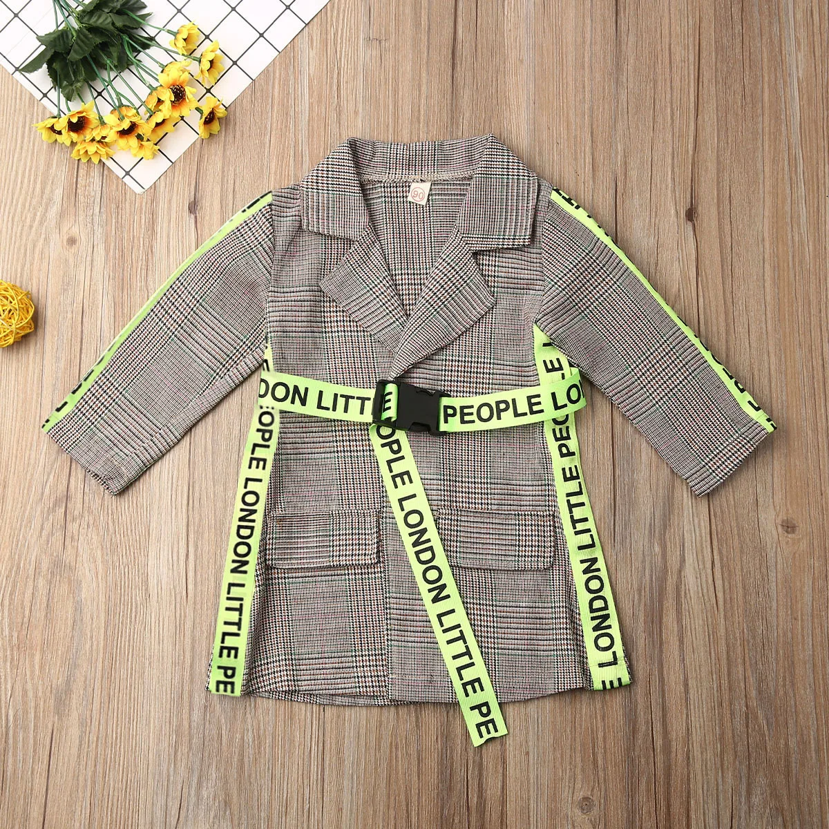 Autumn Winter Coats Toddler Kids Baby Girl Clothes Fashion Belted Plaid Print Trench Jacket Formal Outwear Windbreaker 0-5Y | Детская