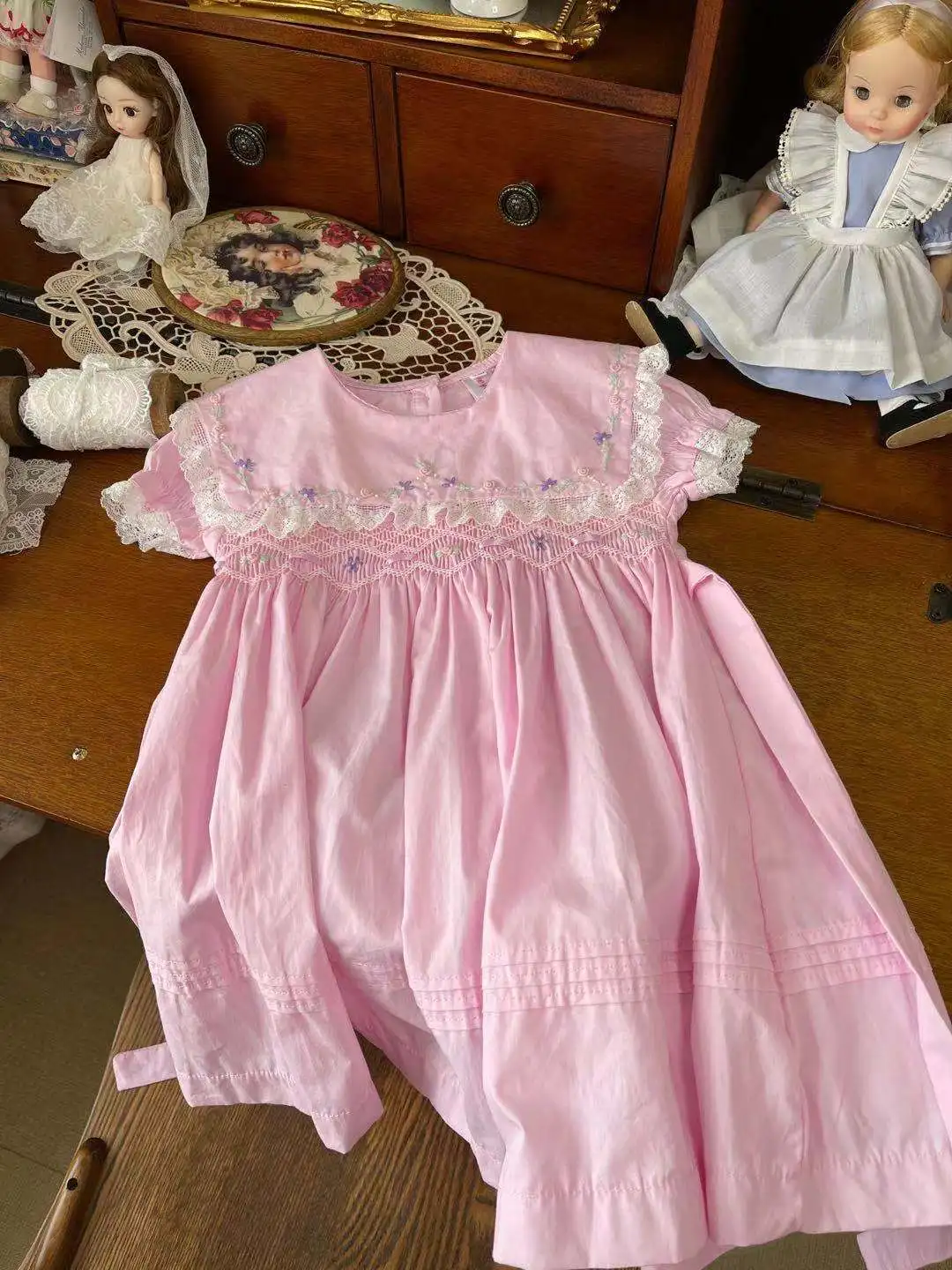 

Baby Girl Pink Handmade Smocked Dress