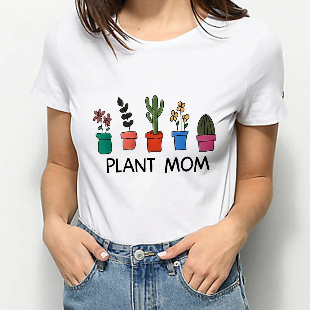 

Plant Mom Cactus Women's T-Shirts Mexico Streetwear Summer Funny Short Sleeve Fashion 2022 White Top Casual Ropa Tumblr Mujer
