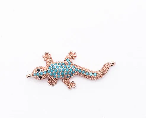 13*31mm gecko micro pave cz zircon cubic zirconia beads DIY Copper necklace charm bracelet connectors accessories sg4 | Украшения и