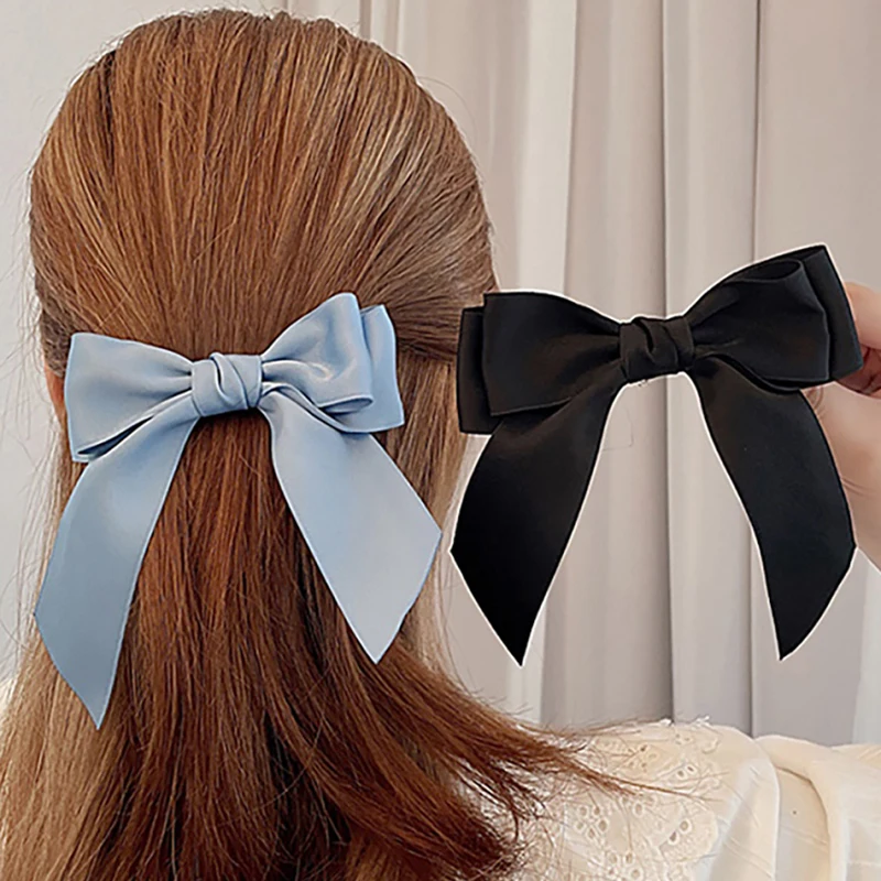 

Korea Ribbon Bow Hair Clip Black Cute Hair Bows Hairpins Women Elegant Barrette Girls Bowknot Hair Accessories