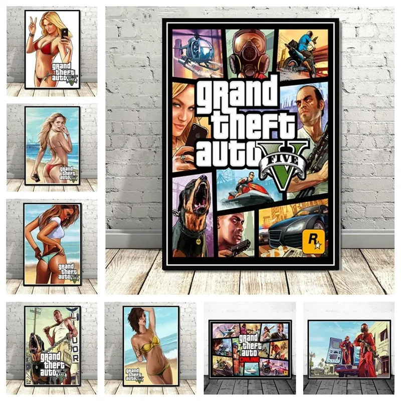 Видео игры GTA 5 Grand Theft Auto Арт холст картины характер Плакаты и принты Куадрос стены
