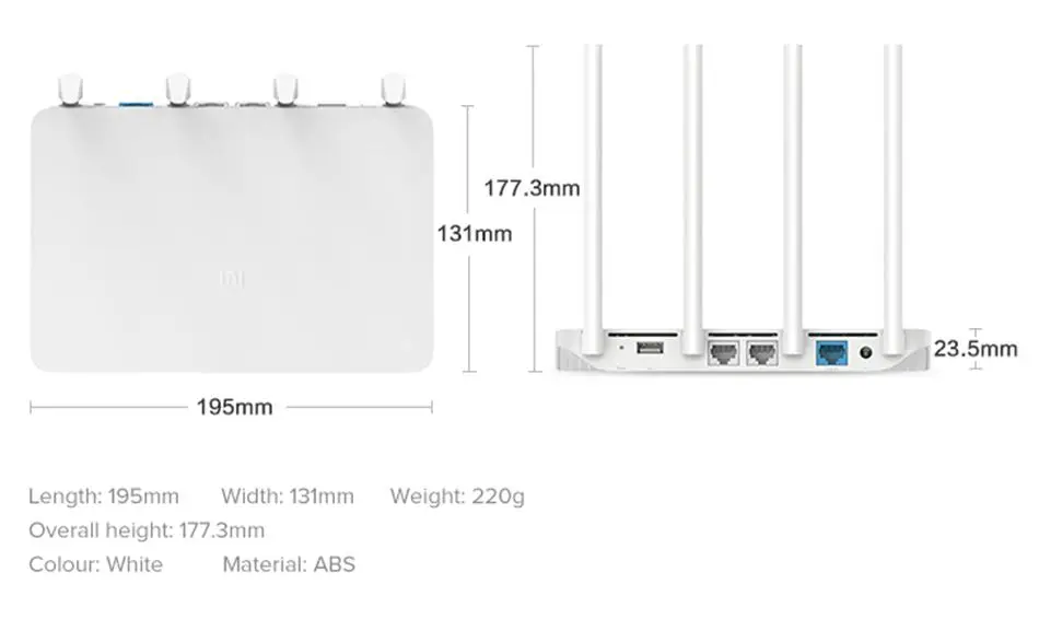 Wi Fi роутер Xiaomi Mi 3 11AC 1167 Мбит/с 128 ПЗУ + МП умное управление через приложение внешнее