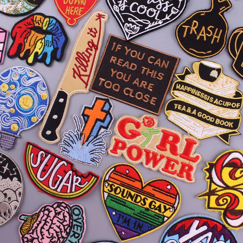 

Van Gogh Patch For Clothing Thermoadhesive Patches Cartoon Letter Embroidered Patches On Clothes Iron On Patch Appliques Stripes