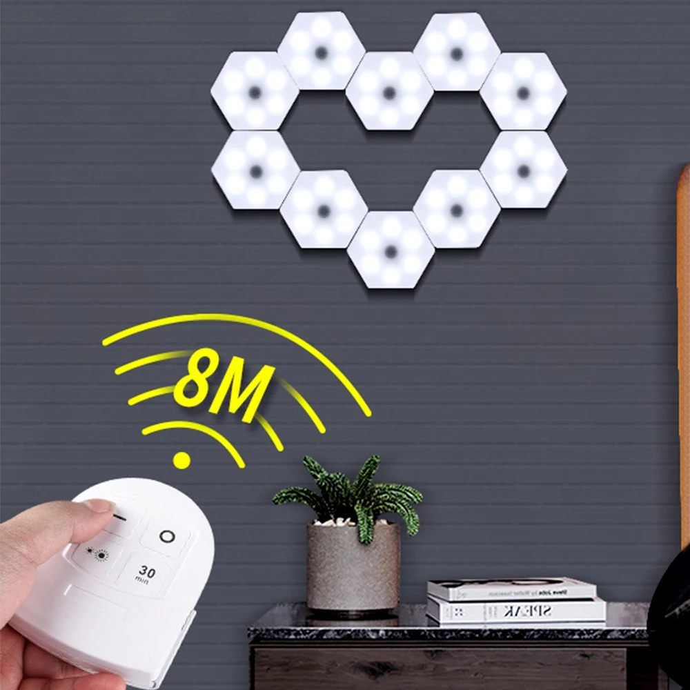 

Шестиугольная светодиодная настенная лампа-пазл для умного дома, s-образный комплект, сенсорный геометрический модульный ночник «сделай са...
