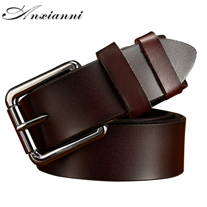 Mens Leather High Quality  Belt Business Fashion pin Buckle Genuine men's Metal Buckle Belts Cow Leather Belts