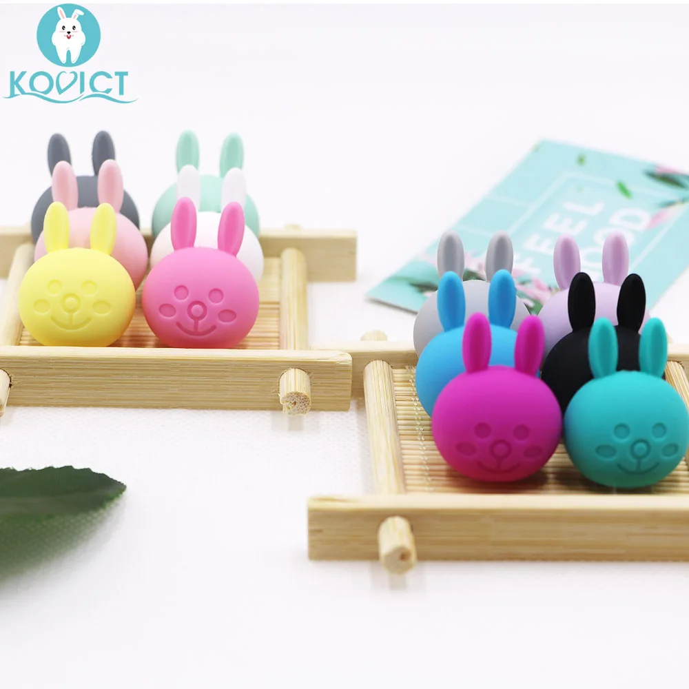 

Kovict 10pc Rabbit Silicone Beads Food Grade Silicone Teether DIY Nursing Necklace Accessories perle Beads Baby Teethers