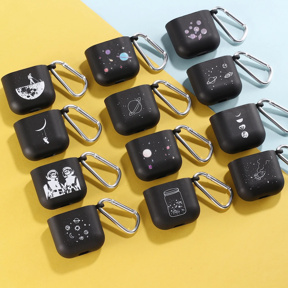 Чехол для наушников Apple iPhone с изображением космонавта звезд Луны зарядное