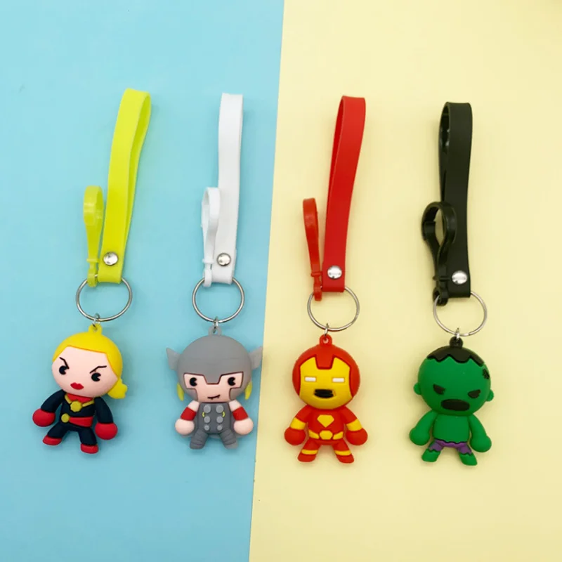 Disney Marvel Figure Keychain Anime Spiderman Mickey Minnie Stitch Donald Duck Hulk Thor Iron Man Trinket Car Bag Pendant Gift |