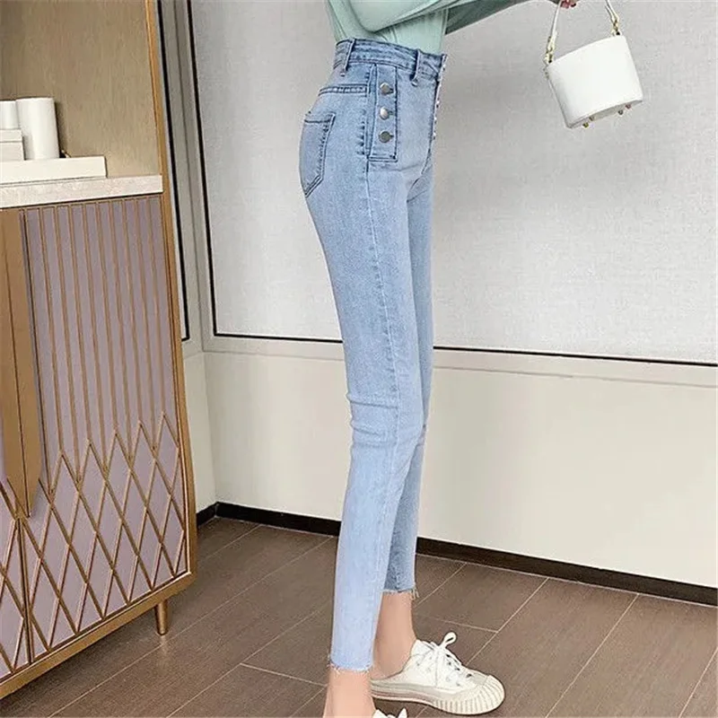 

Mujer Pantalones Hip Skinny Sexy Tight Jeans Stretchy High Waist Shaping Peach Pencil Jeans Pants Korean Style Ladies Trouser