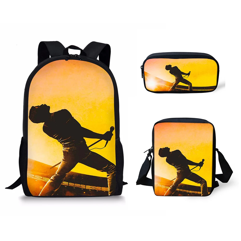 HALYUNASC 3PCs/Set Children's School Backpack Queen Band Pattern School Bags Popular Band Design Teenagers Book-Bags Set