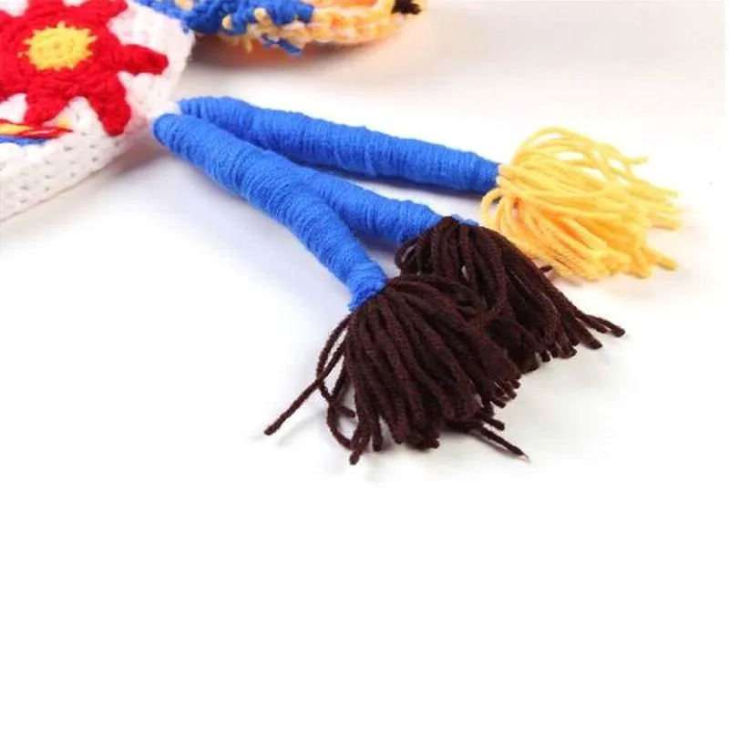 2Pcs/Set Newborn Photography Props Newborn Handmade Crochet Knit Clothes Set Indian Chief Hat Indian Style Baby Photo Costume