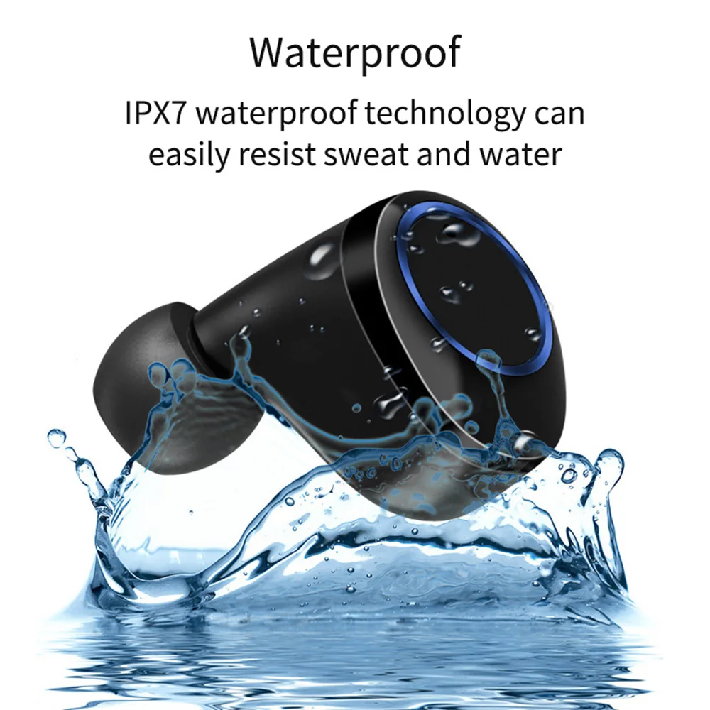 

TWS Bluetooth 5.0 Wireless Earbuds with Digital Display Charging Case Touch Control Waterproof Sport Headset In-ear Headphones