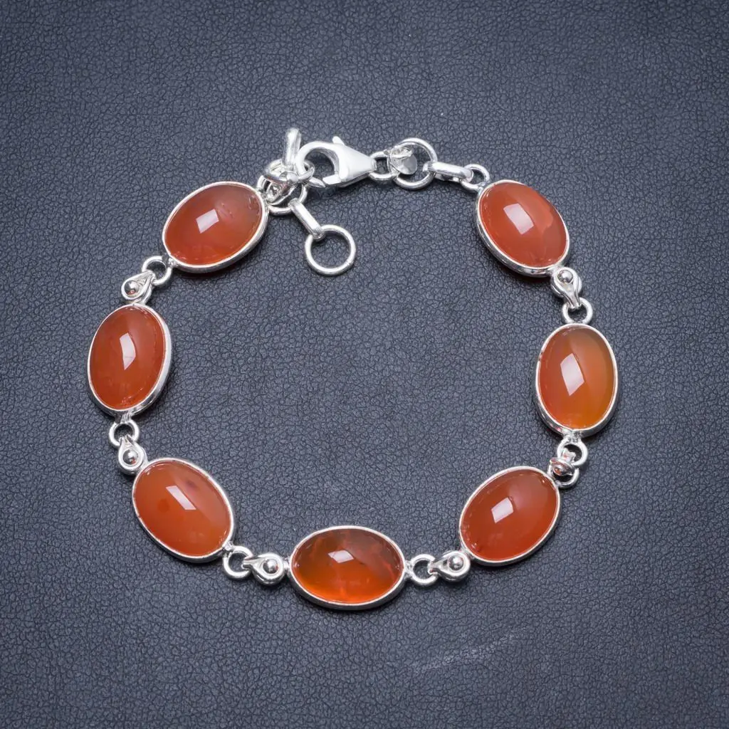 Натуральный Сердолик ручной работы уникальный 925 пробы серебряный браслет 7 1/4-7 3/4