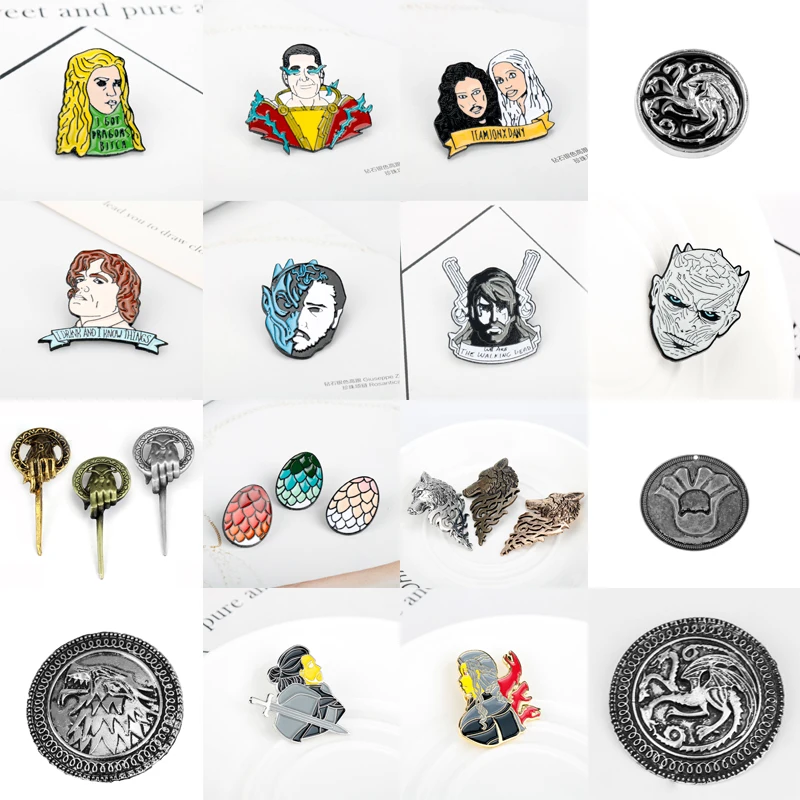 

Dragon Brooch Wolf Head Brooches Pin Lapel Enamel Backpack Bags Badge Men Gift