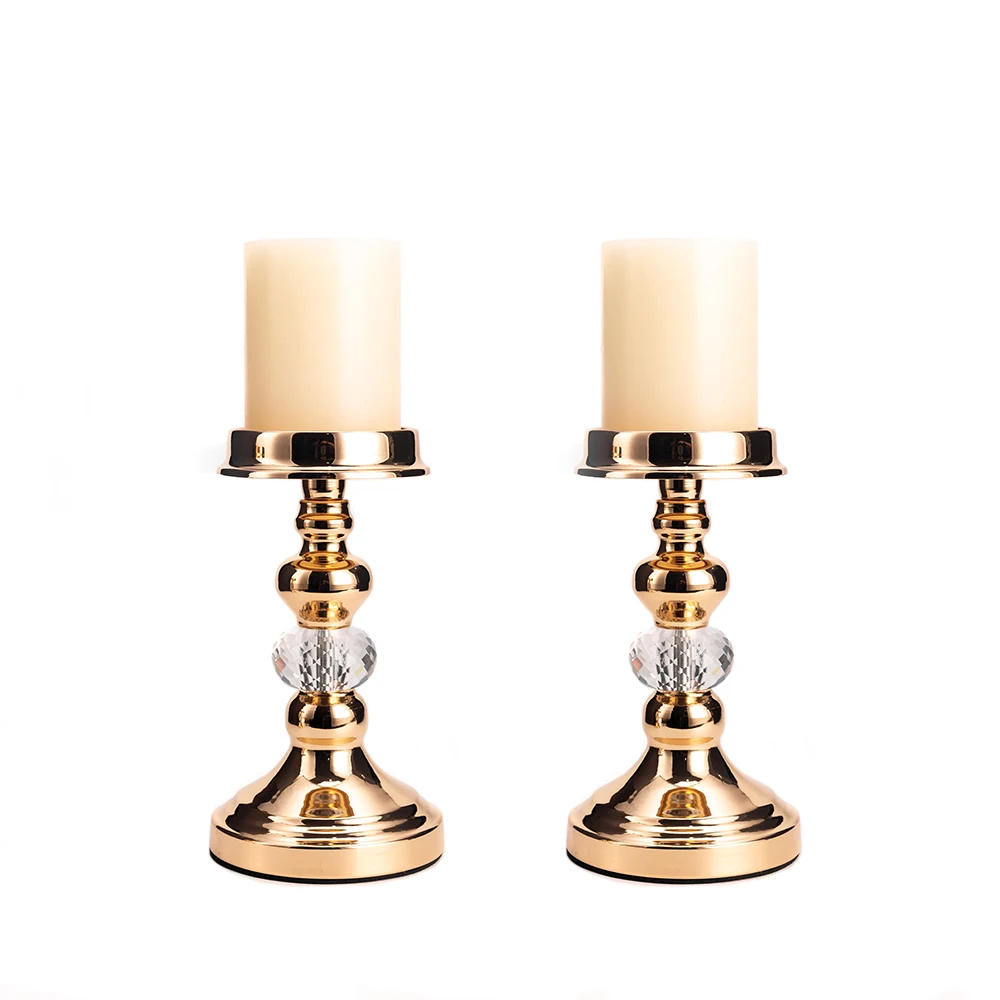 

2Pcs/Set Pillar Candle Holders Tealight Metal Candlesticks Wedding Home Living Room Table Centerpieces Christmas Decoration