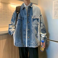 spring and autumn denim jacket trend loose cashew flower stitching clothes ins hong kong style hip hop tide brand jacket