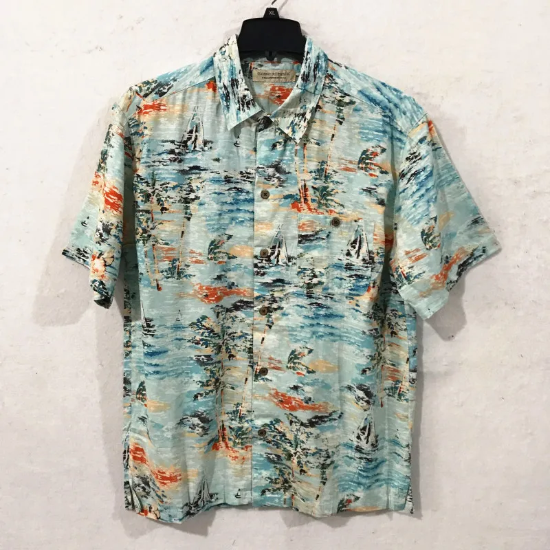 Летняя Пляжная Мужская рубашка с цветочным принтом и кокосовой пальмой