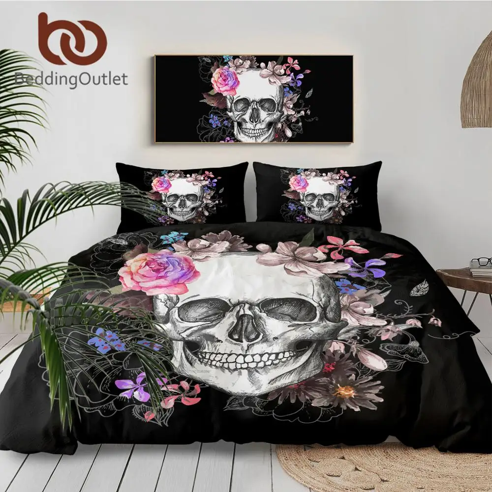 Комплект постельного белья из 3 предметов с принтом в виде сахарных черепов и