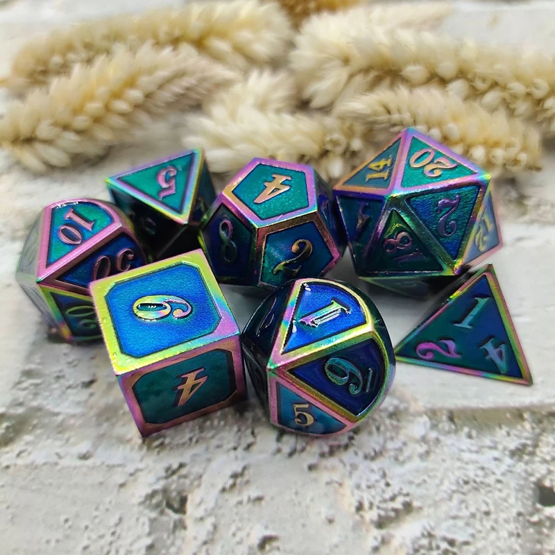 7 шт./лот набор костей DND многоцветные металлические кубики D & D4 D6 D8 D10 D12 D20