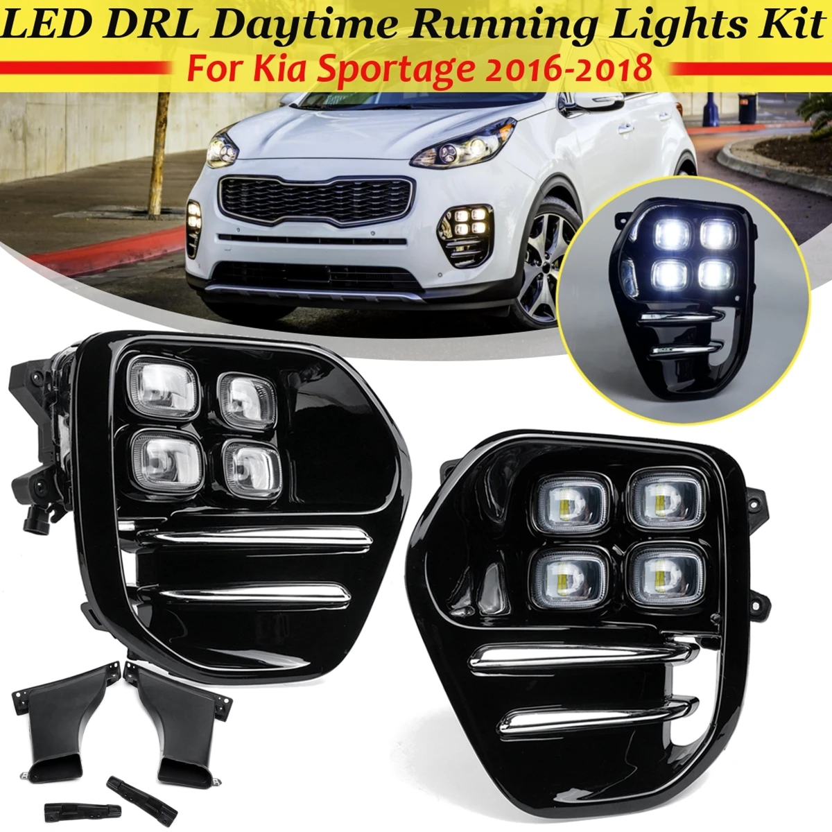 Светодиод Drl для Kia Sportage KX5 2016 2017 2018 дневной ходовой светильник передний бампер