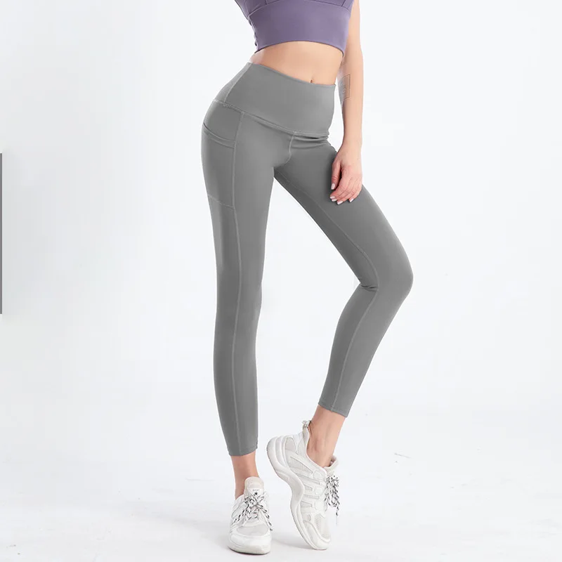 

Women's Yoga Trousers Solid Color High Waist Hip-Lifting Elastic Seamless Leggings Exercise and Fitness