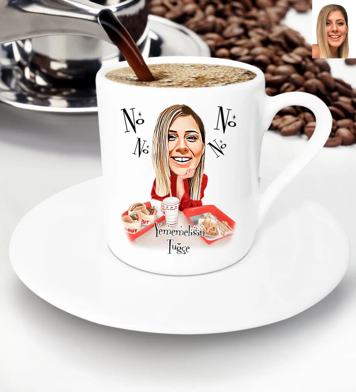 

Personalized Women 'S Diyetteyim Caricature Of turkish Coffee Fincanı-1