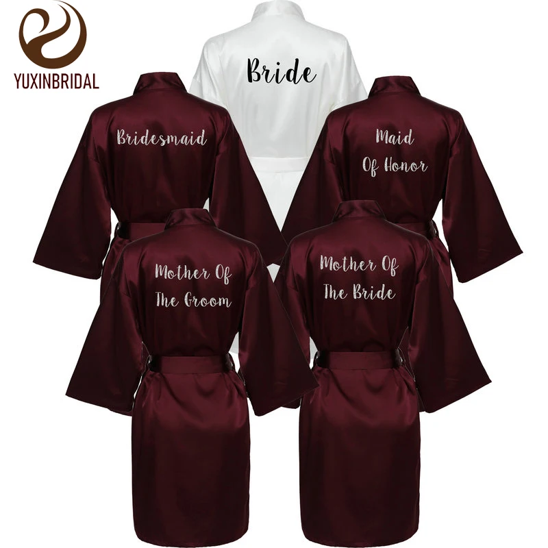 Платье кимоно винно красного цвета новый сатиновый банный халат для мамы и