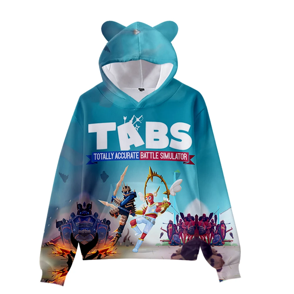 

Cool game Totally Accurate Battle Simulator 3D Streetwear Printed Cat Ear Hoodies Sweatshirt Sexy Women Cute Stylish Crop Top