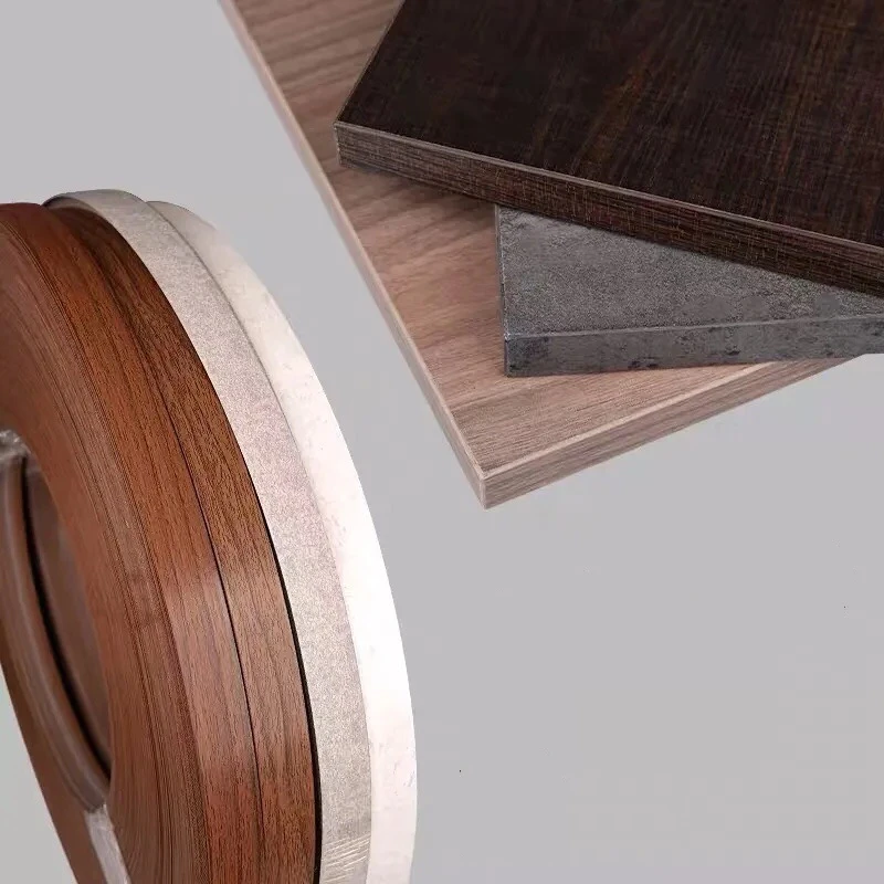 Preglued Edging PVC Edge Banding 22mm 28mm for Wood Kitchen Wardrobe Furniture Table Desk Board Edgeband Silver