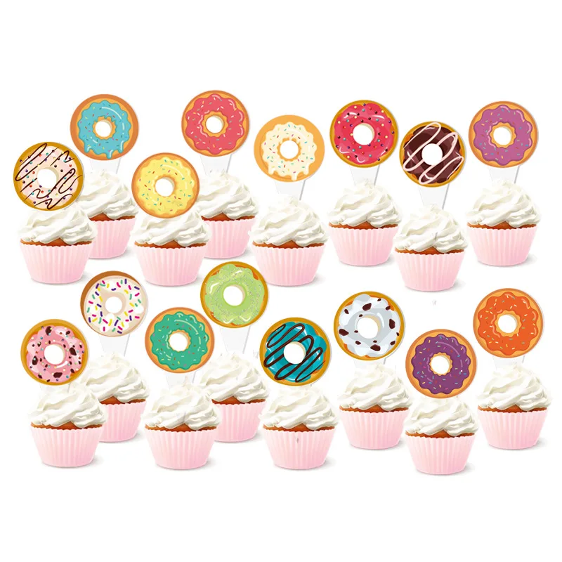 Пончик вечерние Пончики торт топперы глазурь баннер спиральное украшение фрукты