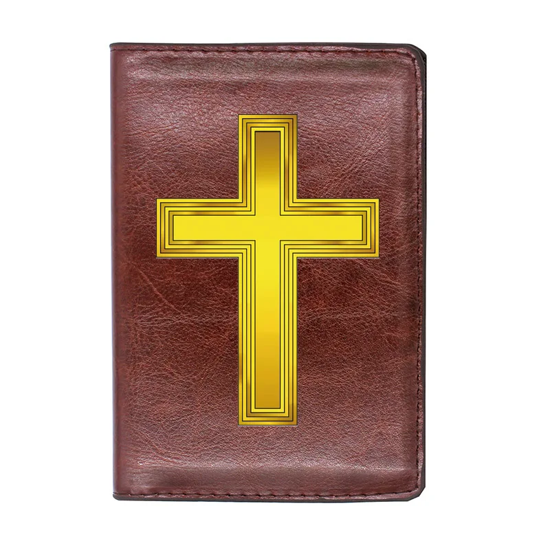 

Christianity Cross Sign Passport Cover Leather Men Women Slim ID Card Holder Pocket Wallet Case Travel Accessories