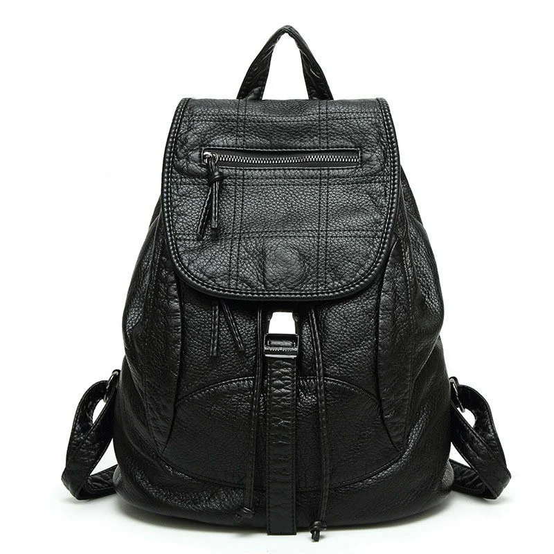 Black Backpacks Women Casual Soft Genuine Leather Backpack For Girls Backbag Bagpack Woman Back Pack Sac A Dos Ecole 2022 New