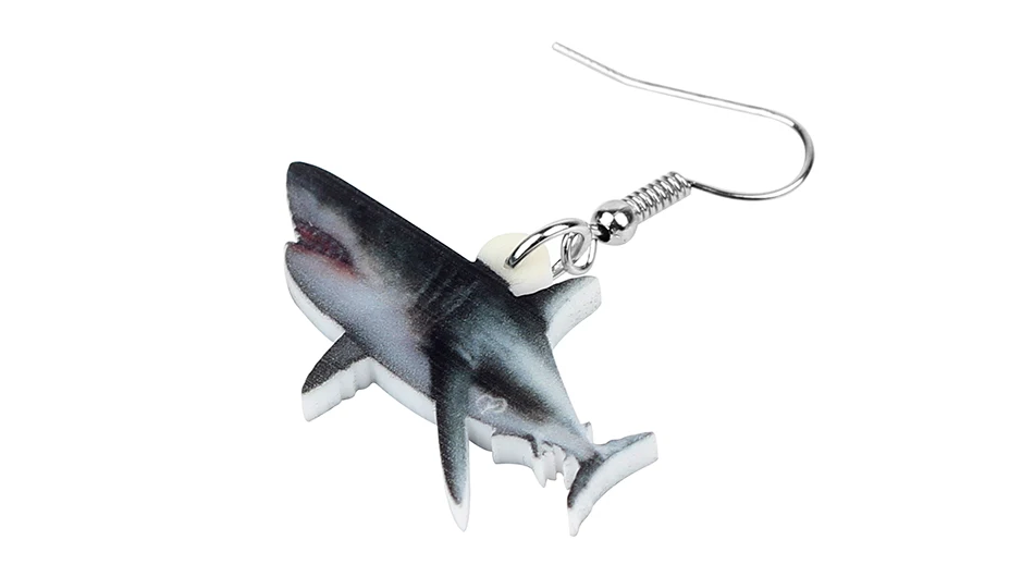 Bonsny Acrylic Ocean Black Shark Fish Earrings Drop Dangle Sea Animal Jewelry For Women Teens Girls Friends Charms Gift Hot Sale