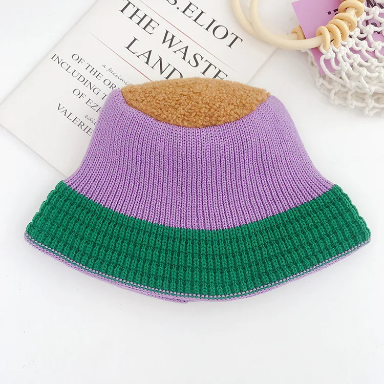 

Women's Hat Fashion Retro Color Matching Wool Autumn and Winter Korean Wild Retro Lamb Velvet Basin Hat Women