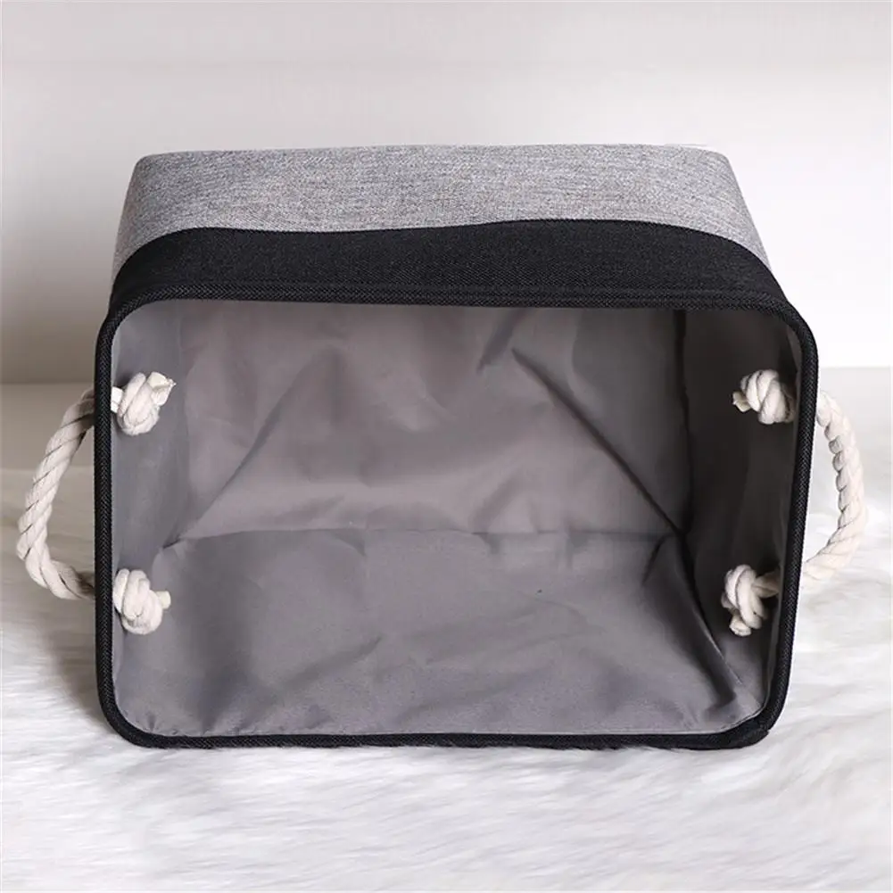 Льняная коробка для хранения тканевая складная корзина с ручками шкафа игрушки