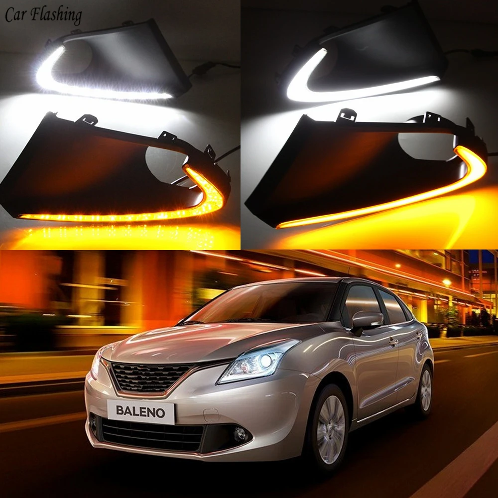 Автомобильный мигающий 2 шт. светодиодный фонарь для Suzuki Baleno 2016 2019 Дневной DRL