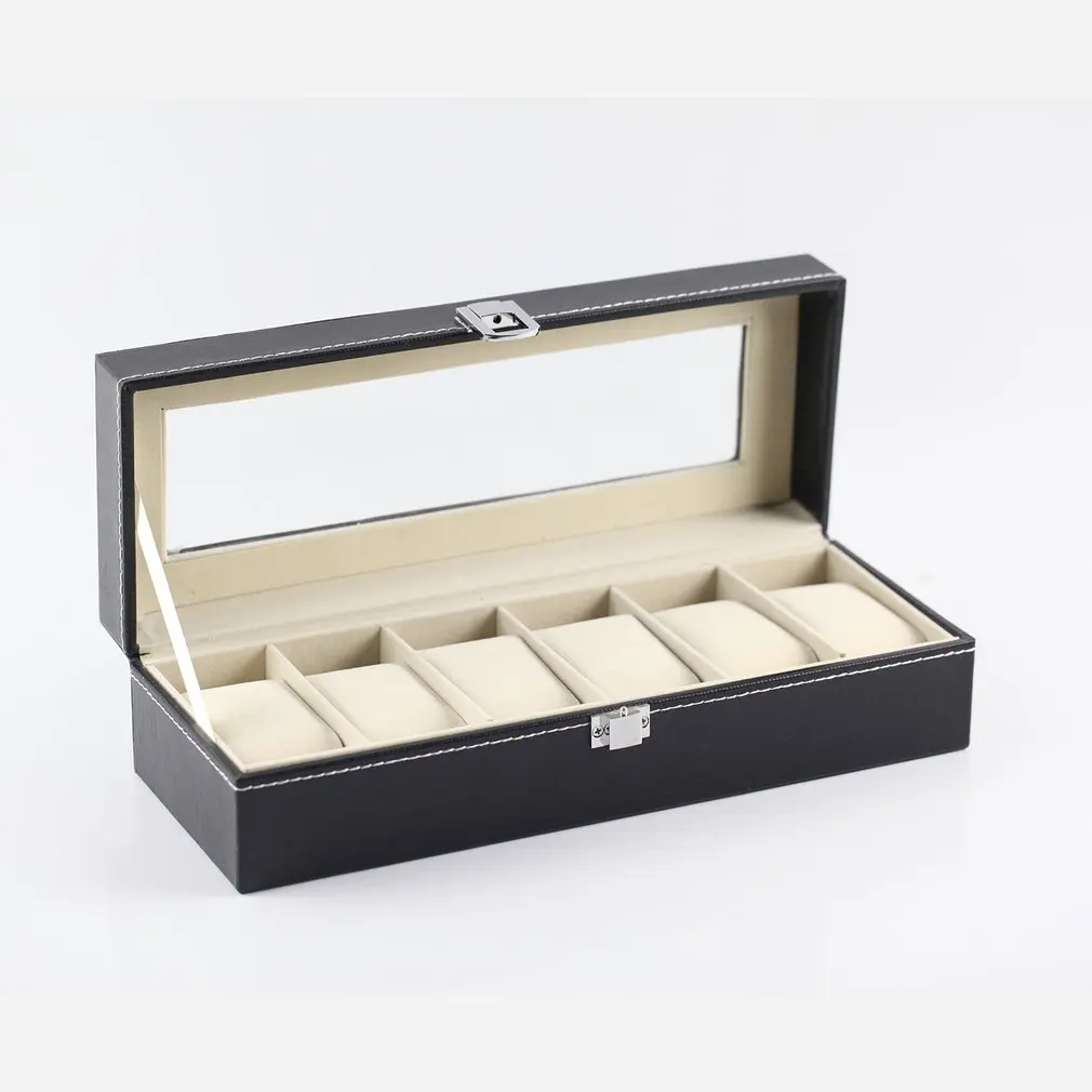 

Black PU Leather 2/3/6/10/12/8 + 2 Slots Wrist Watch Display Box Storage Holder Organizer Case Jewelry Boxes