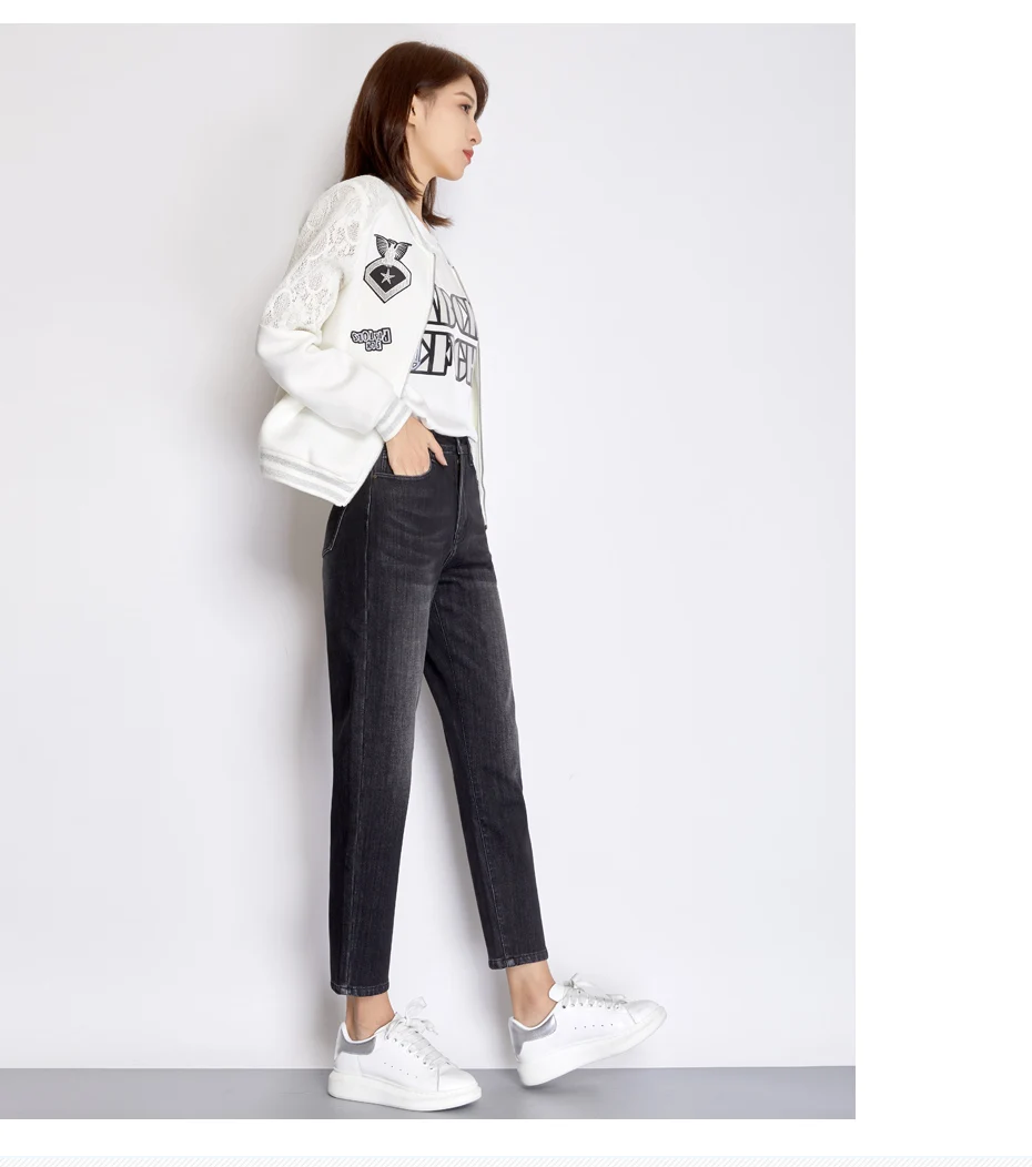 LEIJIJEANS, зимние, большие размеры, женские, низкие, эластичные, высокая талия, свободные, зауженные брюки, темно-серые, белые и вельветовые, теплые джинсы