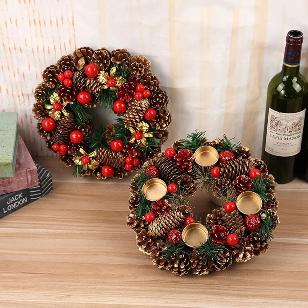 Рождественские подсвечники сосновый конус ягоды лесной деревенский