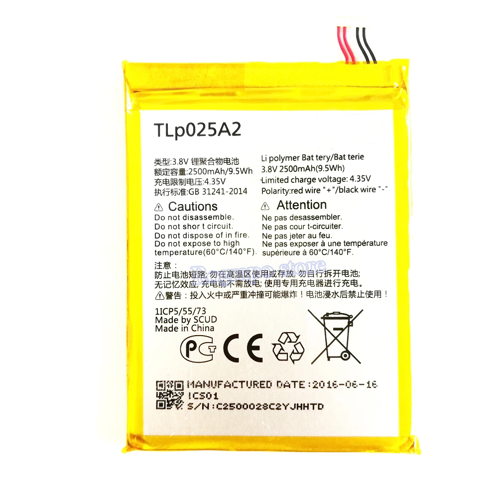 2500 мА/ч TLp025A2 Батарея для Alcatel One Touch Fierce XL LTE 5055W 5054N поп C9 двойной 7047D TCL S960 Y900 Y710