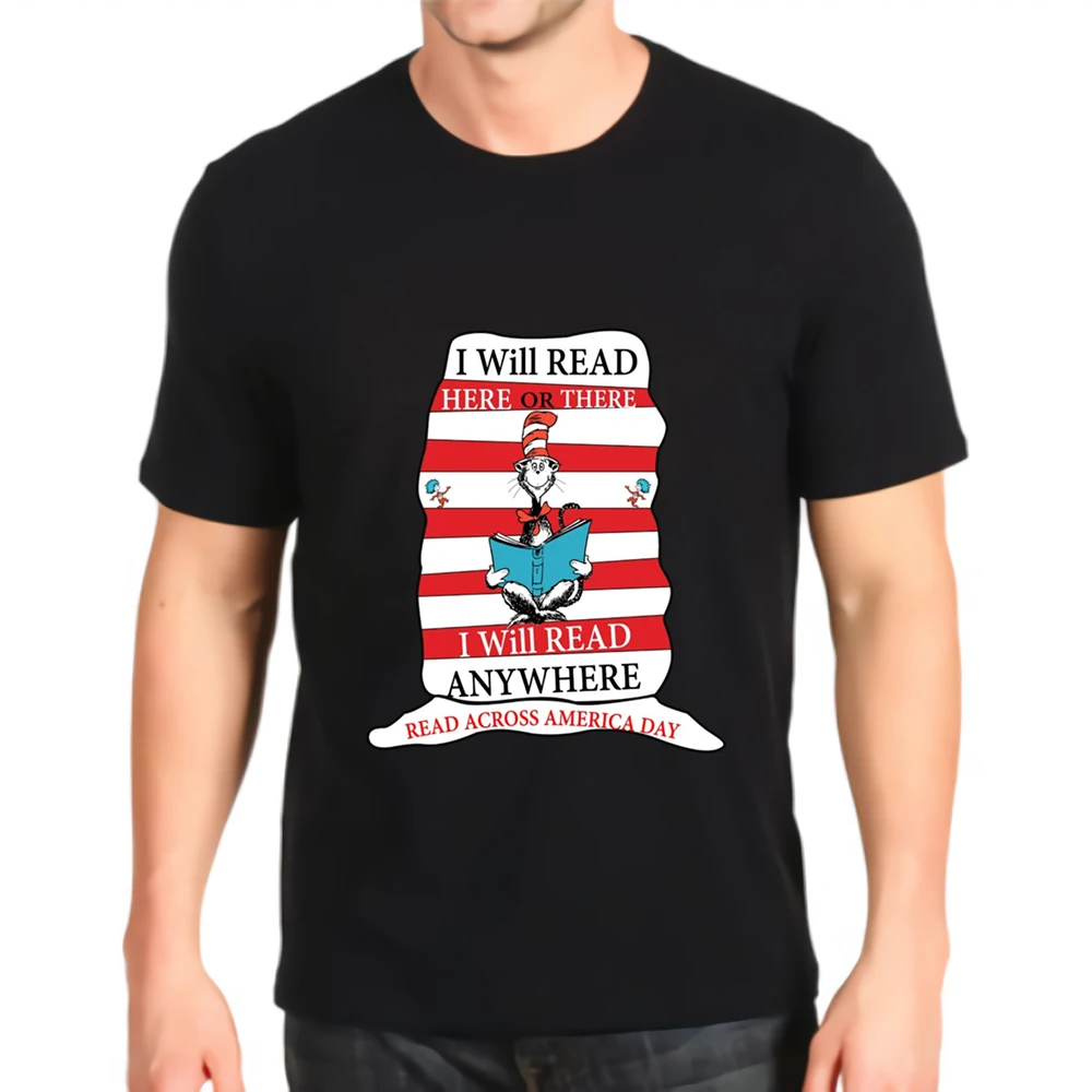 Новая модная футболка с принтом Я буду читать где угодно футболки на весь день