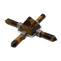 100 unique silver plated square pyramid connect hexagon column energy emitter pendant for men tiger eye stone jewelry