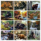 Алмазная вышивка сделай сам с изображением коричневого медведя, мозаика, вышивка крестиком, 5D квадратная круглая картина с изображением животных, леса, домашняя декоративная картина